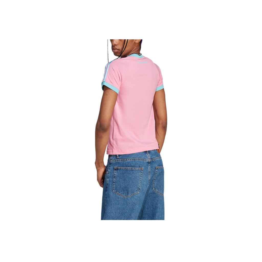 adidas Футболка Originals Pride RM 3 Trefoil Logo Casual Printed с круглым вырезом, женские топы, розовые IU0052
