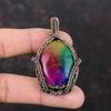 Rainbow Solar Quartz Druzy Pendant Copper Wire Wrapped Pendant Gemstone Copper Jewelry Handmade Pendant Wire Wrapped Jewelry Engagement Gift