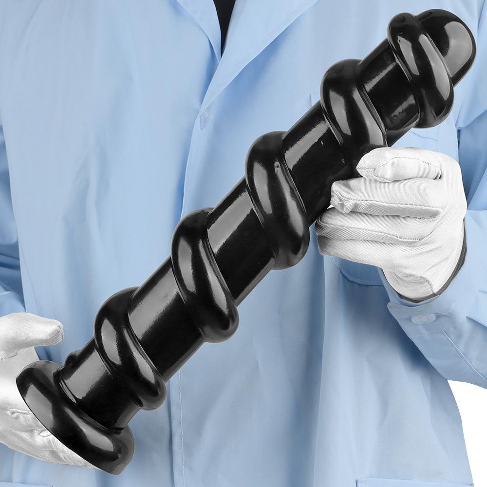 Super Large Threaded Masturbator Black PVC Butt Plug Dildo Anal Fisting Sex Toy Realistic Penis Big Dick