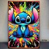 1 шт. Металлический настенный декор Disney Стич - Цветное граффити, Ретро жестяная табличка 8"x12" (20х30см) с предварительно просверленными отверстиями, прочный железный дом Д