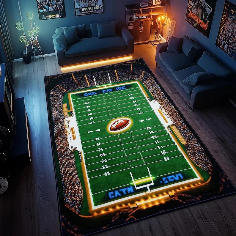 American Football Field Rug Football Rug Sports Rug Area Rug Gift Him American Football Decor Minimalist Rug Kids Room Rug