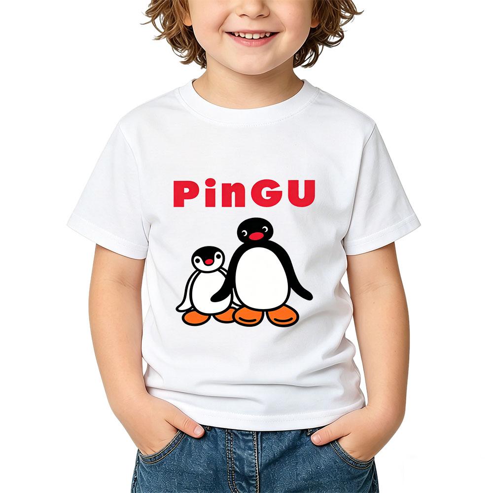 Pingu Children's Cartoon T-Shirt Cotton 2-12 Years Kids Tees Cute Boys Girls Tops O-Neck Manga Print Short Sleeve Summer Toddler
