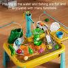 Kids Pretend Play Kitchen Set Electric Dishwasher Toy with Color-Changing Accessories Water Circulation System & Fishing Game