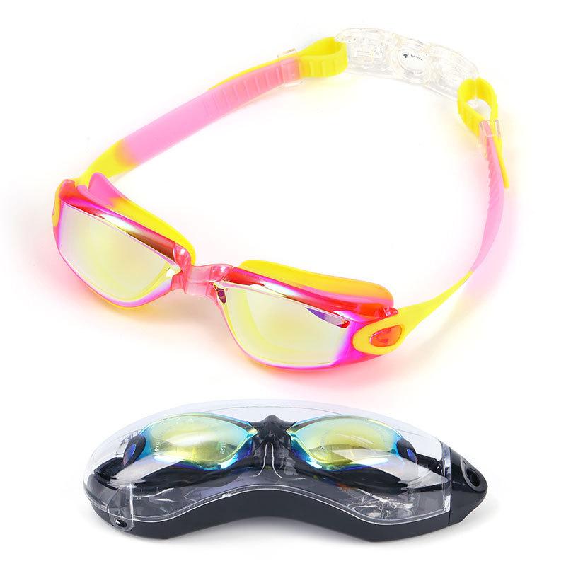 Обновленные силиконовые очки для плавания для мужчин и женщин, цветные с гальваническим покрытием, регулируемые, профессиональные, водоотталкивающие, с защитой от УФ