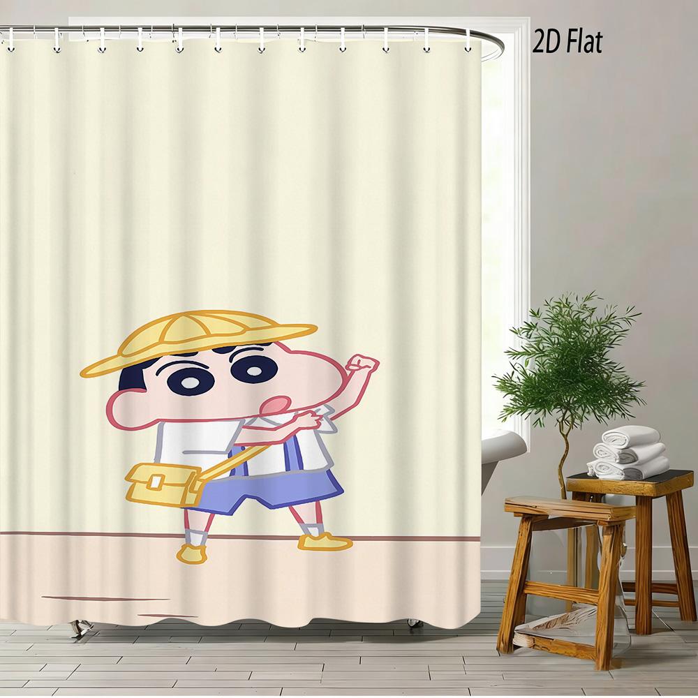 Кролик Син-тян Все персонажи Большая групповая фотография Сцена 2D Печать Водонепроницаемая Шторка для душа, Яркое голубое небо с полным актерским составом Ванная комната