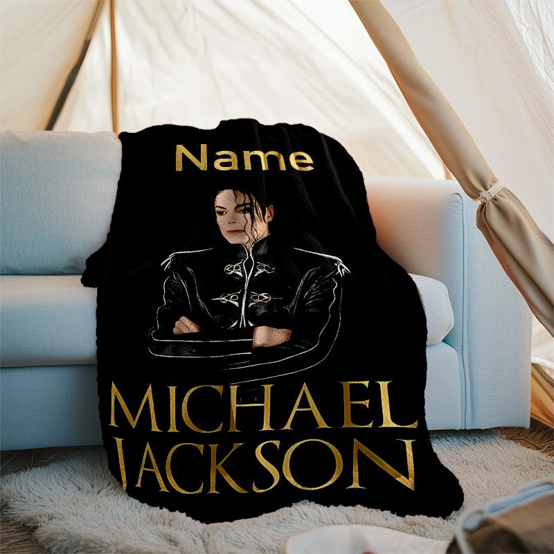 Personalized Custom Name Blanket - Michael Jackson Print Design,Blanket for Sofa,Bed,Travel,Camping - Soft and Warm, Great Gift