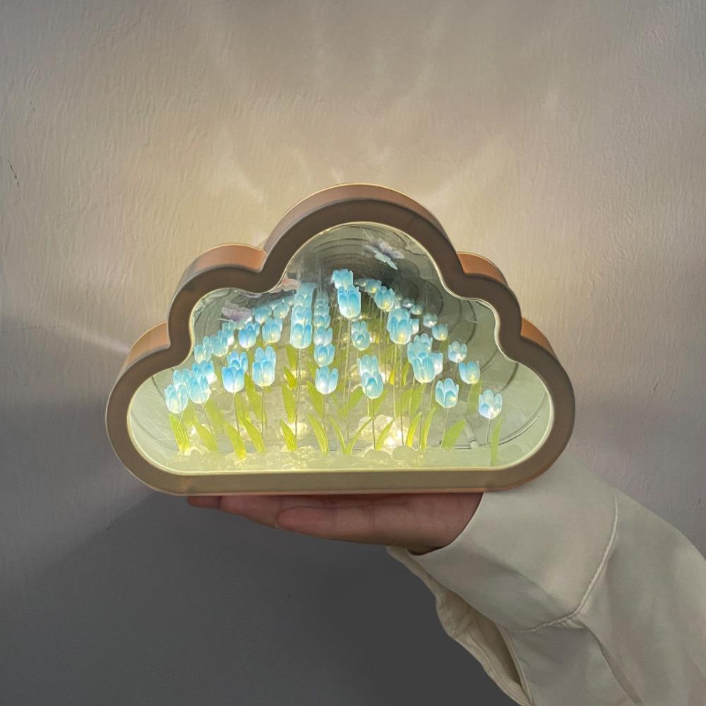 Cloud Shape LED Decorative Nights Lamp Handmade DIY Mirror Light Tulip Night Light Birthday Gifts