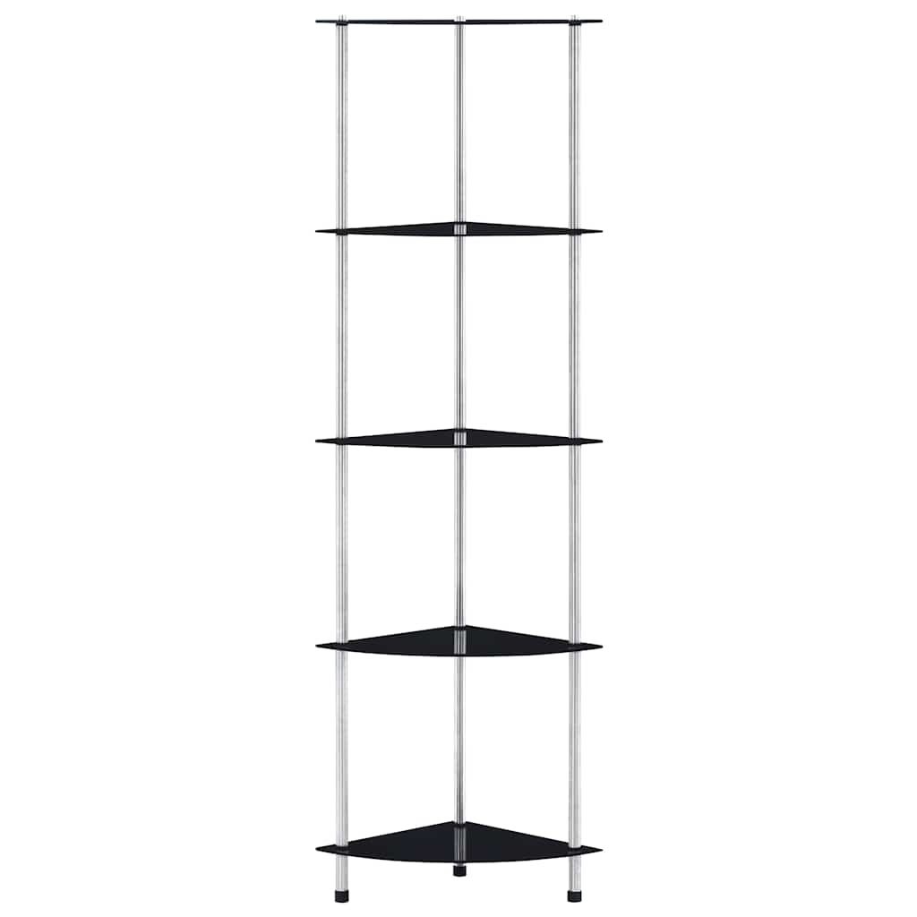5 Shelf Display Rack in Black 30 x 30 x 130 cm Tempered Glass