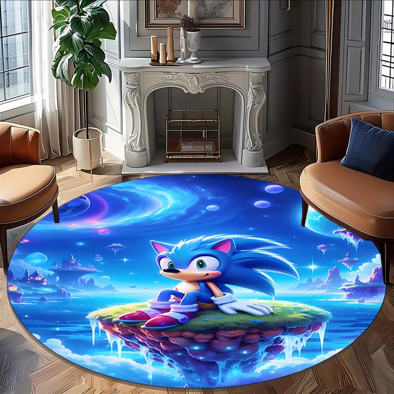 1pc Sonic4 Print Round Carpet Chair Round Carpet Suitable for Bedroom Living Room Home Decorative Carpet