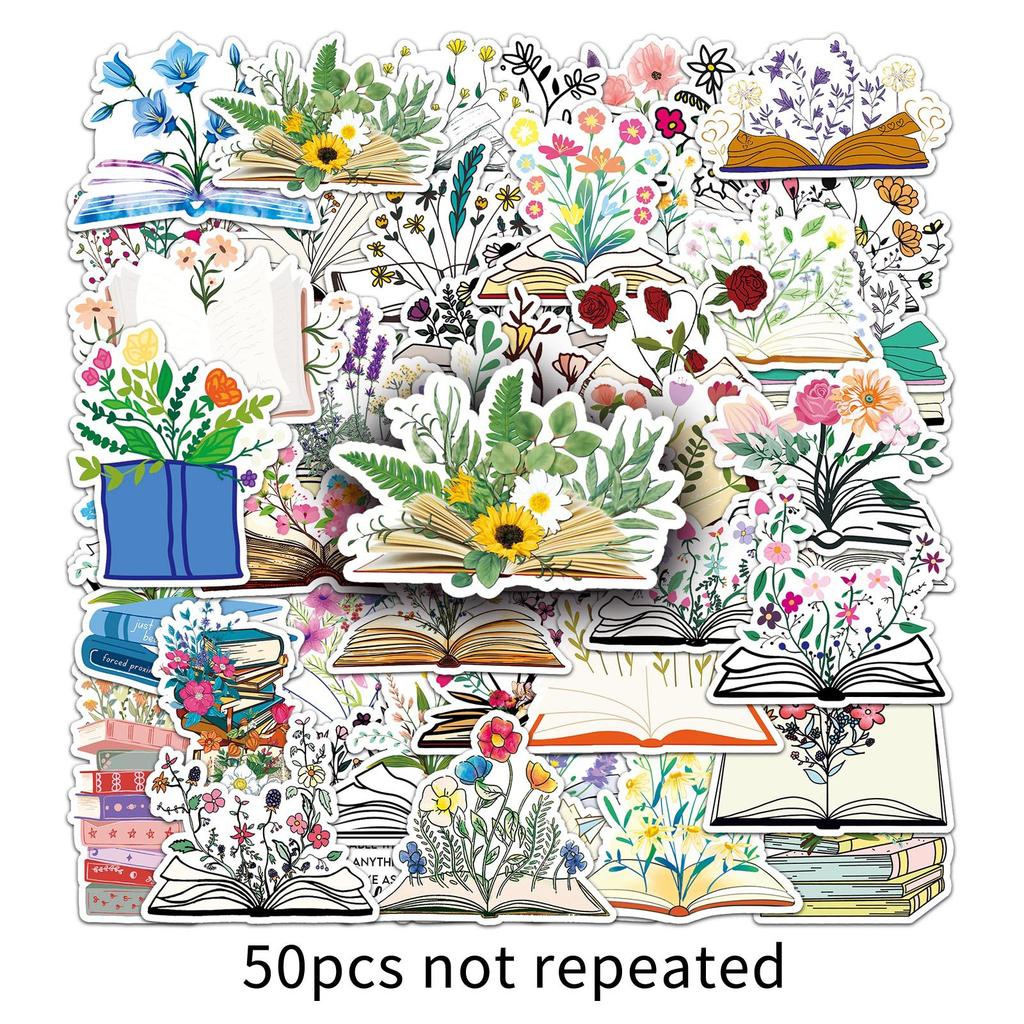 50 Книг Цветы Дудл Личность Мультяшные Цветы Креативные DIY Наклейки для Мобильного Телефона Скейтборда Чемодана
