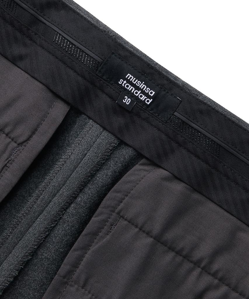 MUSINSA STANDARD Heavyweight Fleece-Lined Real Wide Hidden Elastic Waist Slacks [Medium Gray]
