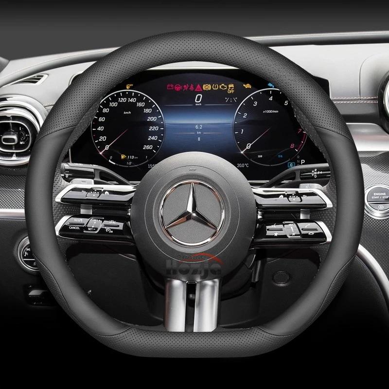 Leather Car Steering Wheel Cover for Mercedes-Benz S GLE GLE GLC E GLA 250e 300e 500e 600e 350e 450e 400e eSprinter Accessory BH1