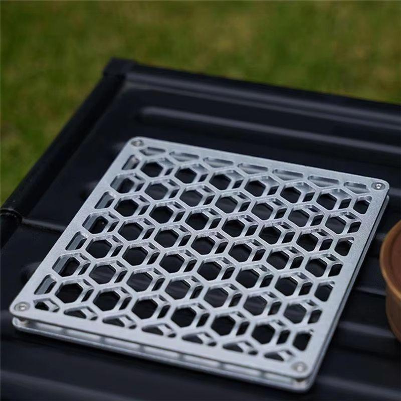 J1UL1N Stainless Steel Drink Coasters Set - Non-Slip, Double Coaster For Outdoor Camping, Alcohol Stove & Mug Metal Mat