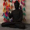 Новая статуя сидящего Будды для декора дома и офиса, статуя идола из мраморной пыли из смолы 15 дюймов (черный), Религиозныйb