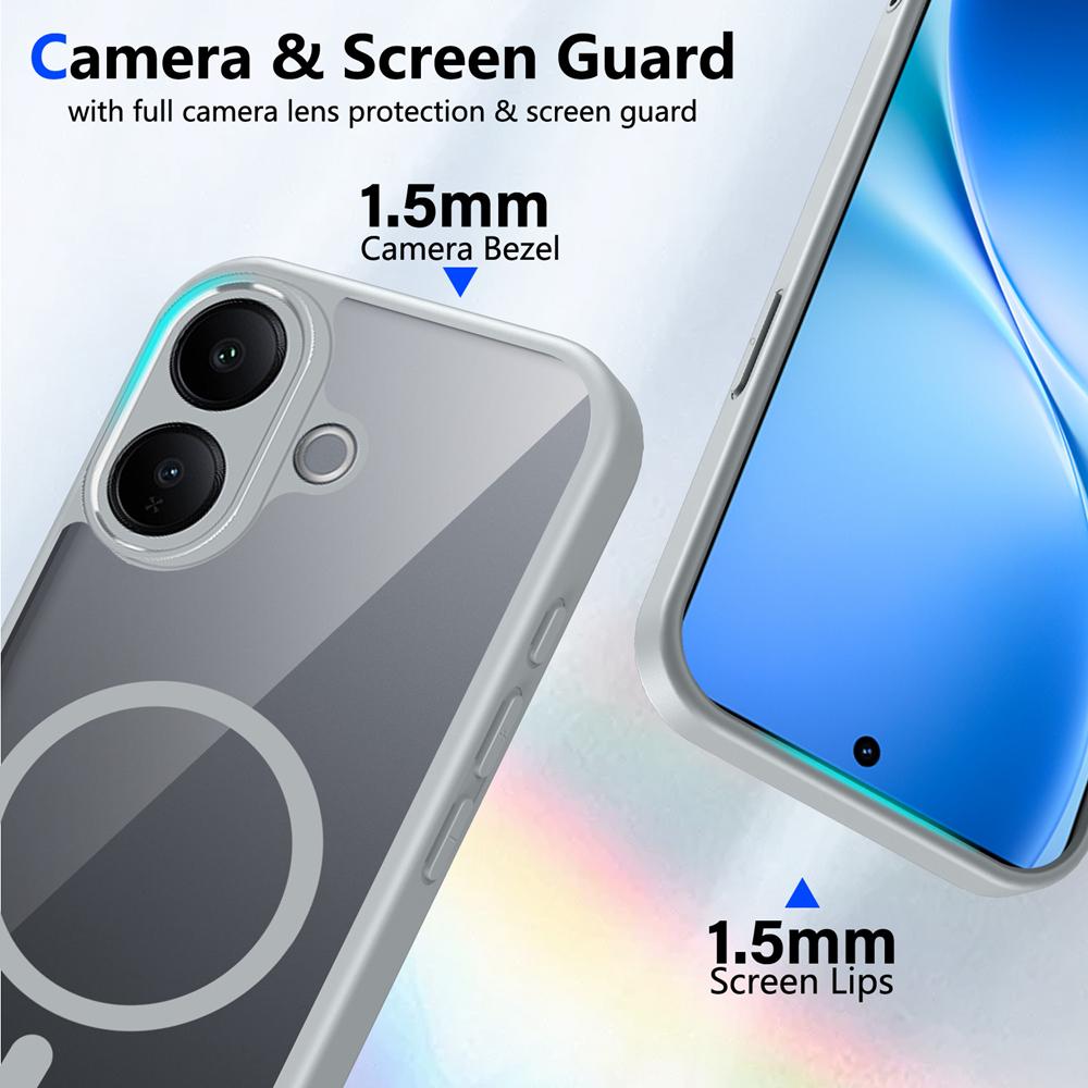 KEYSION Transparent Magnetic Phone Case for VIVO V60 Lite 5G Soft Silicone+PC HD Clear Shockproof Back Cover for IQOO Z10R 5G