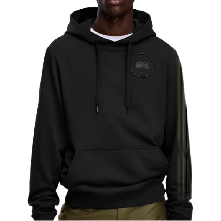 Canada Goose Huron Series Solid Pattern Logo Hooded Sweatshirt Men sweatshirts 7403M59061-BLACK