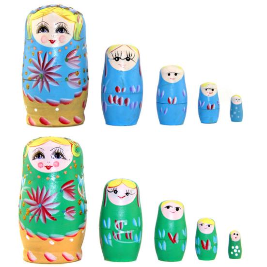 1 Set Nesting Doll Unique Pattern Wear Resistant Wood Girls Russian Stacking Dolls Desktop Decor for Home