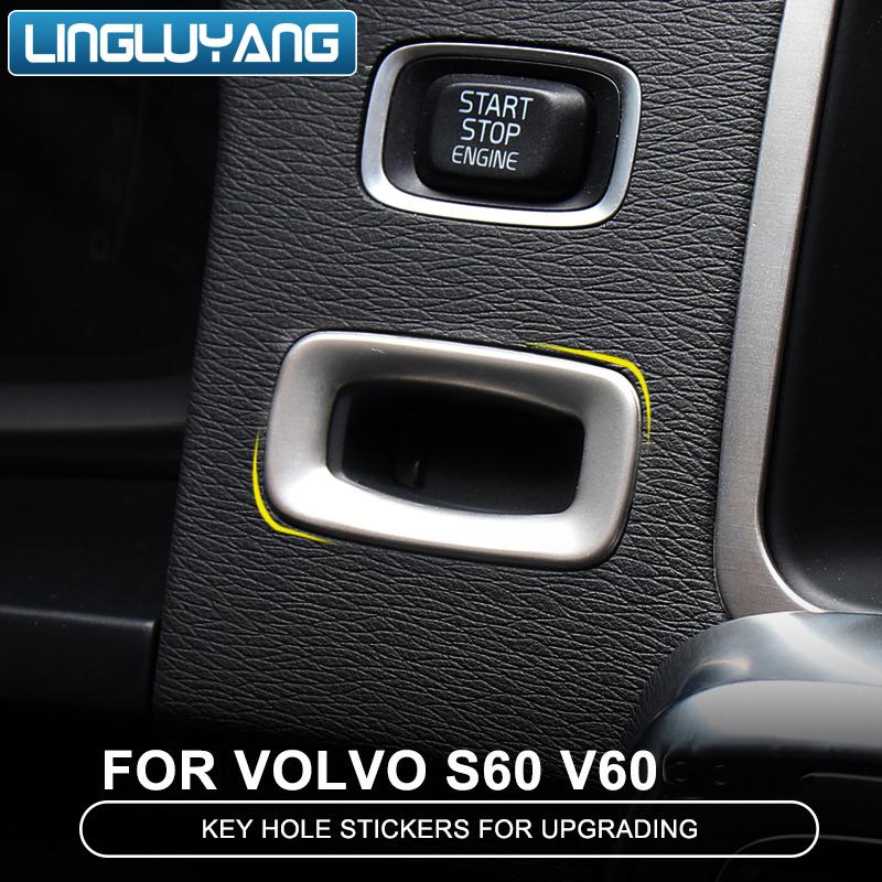 Special Car Interior keyhole panel decorative cover trim stainless steel strip key ring 3D sticker for Volvo S60 V60