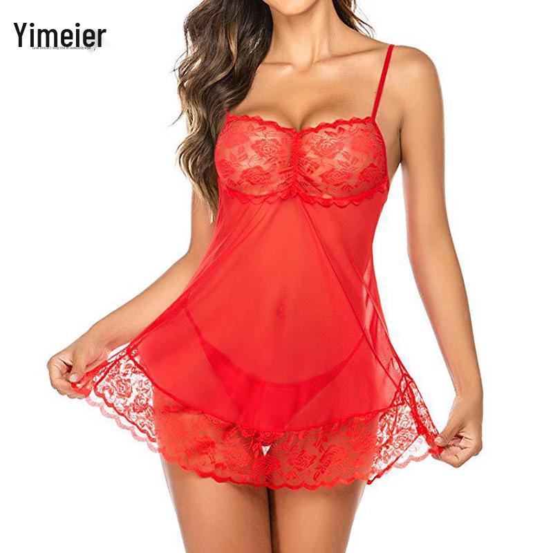 Новая европейская и американская сексуальная кружевная ночная сорочка из тюля на подвязках, нижнее белье