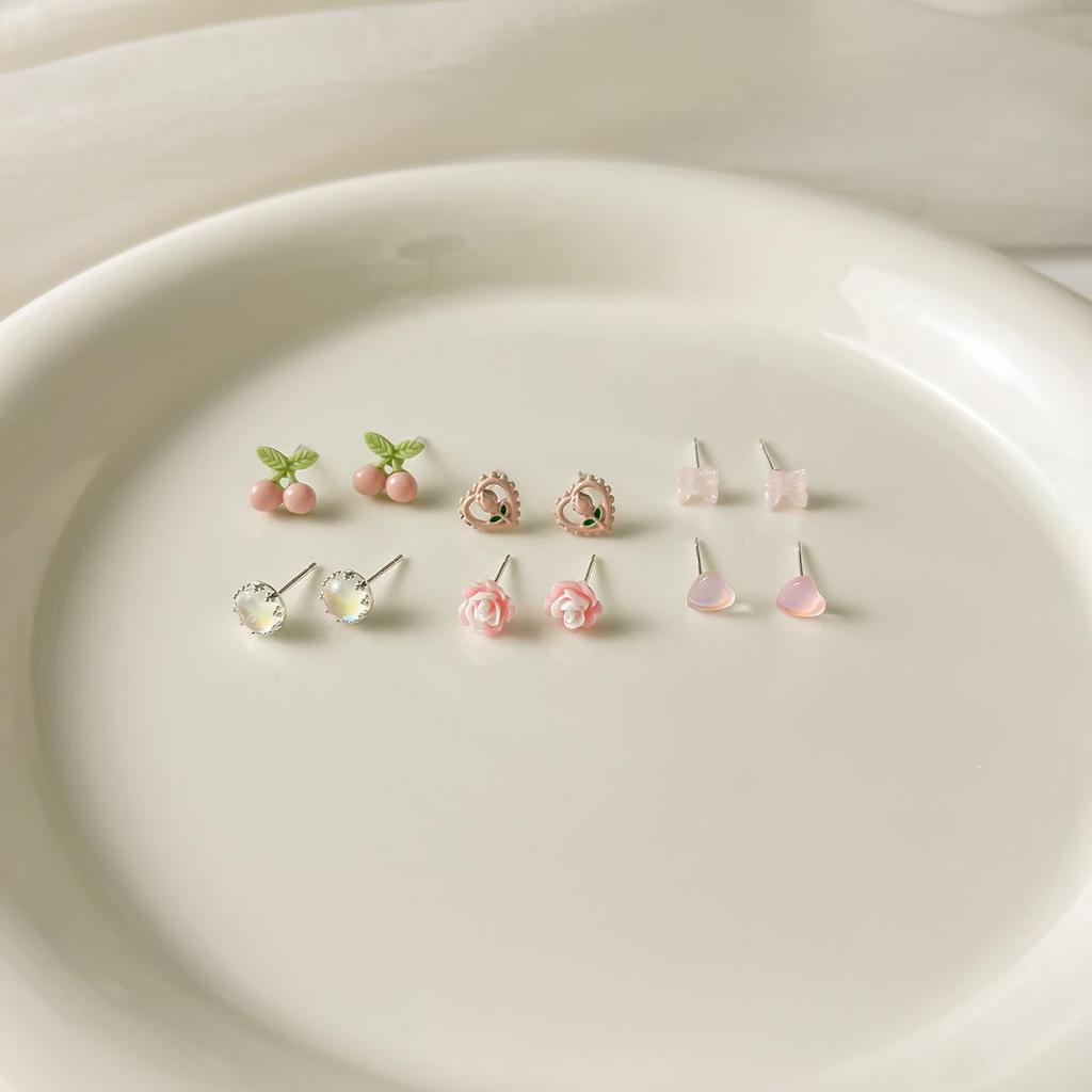 Летний комплект из серебряных сережек-игл: Милые, свежие, универсальные ушные косточки и гвоздики