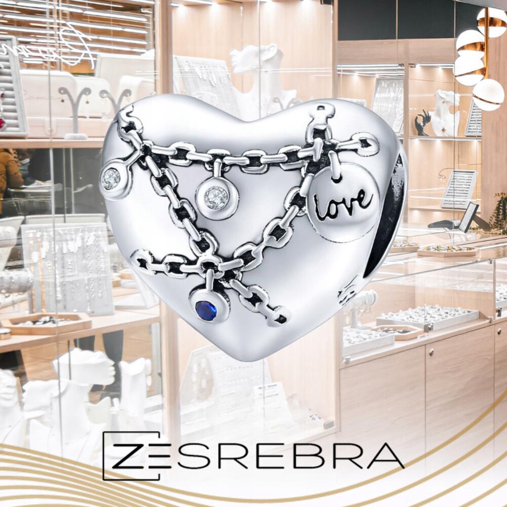Charms Heart Bond 925 Bead Pendant Chain Zirconia Beads