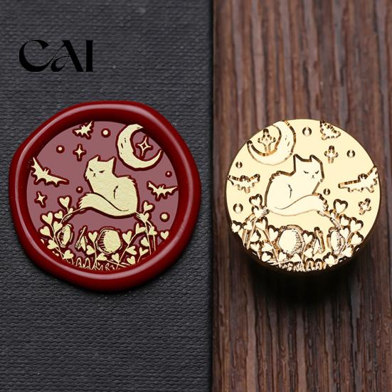 Wax Sealing Accessories Halloween Themed Brass Seal Stamp Head, Pumpkin Ghost Witch Bat Engraved Head Replacement for Envelope Journal Gift Wrap Party
