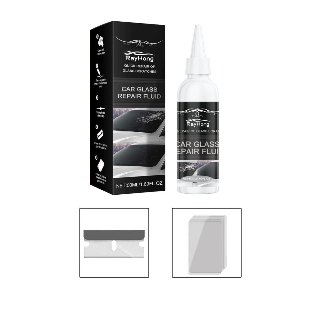 RAYHONG Automotive Glass Repair Adhesive (50ml) Glass Nano Repair Fluid Fast Repair Cracked Glass Repair Adhesive