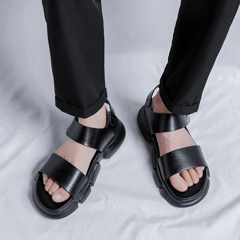 Модные мужские сандалии 2025 лето Я ношу универсальные и дышащие туфли на платформе с одним ремешком 9696-R