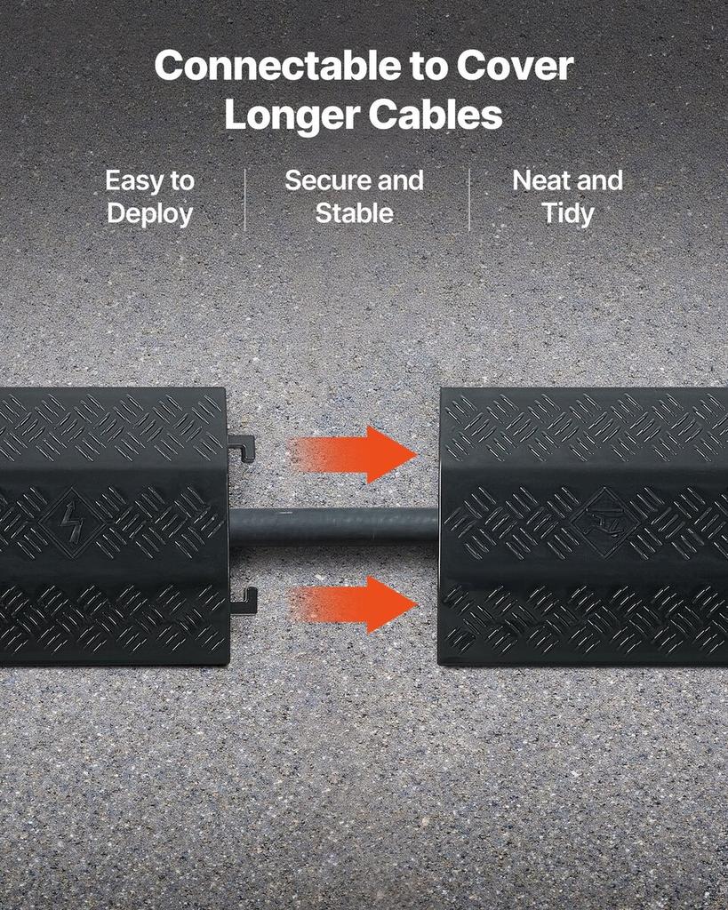 Drop Over Cable Cover, 7,938 kg/Axle Load Capacity, Heavy Duty Cable Hose Protector Ramp, Floor Cord Cover, for High Walking Traffic Areas, Indoor,