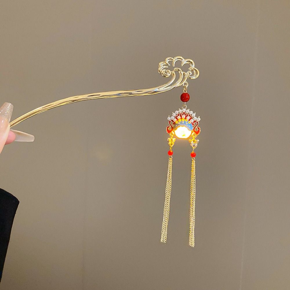 LED Light LED Lantern Tassel Hair Stick Pearl Hanfu Hair Clip Antique Butterfly Hairpin Women