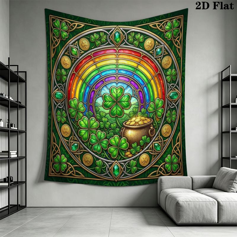 St. Patrick's Day Wall Tapestry Aesthetic Wall Hanging Printed Fabric Blanket Decorative Tapestries for Bedroom Living Room Home Decor