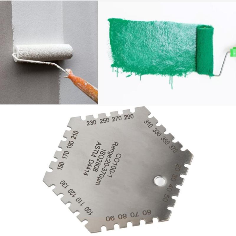 CO100-1 20-370um Wet Film Thickness Gauge HIgh Accuracy Stainless Steel Hexagonal Wet Film Comb Card Thickness Gauge Meter