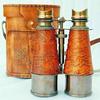 Antique Vintage Brass Binocular Leather Telescope Pirate Spyglass Binocular Cond