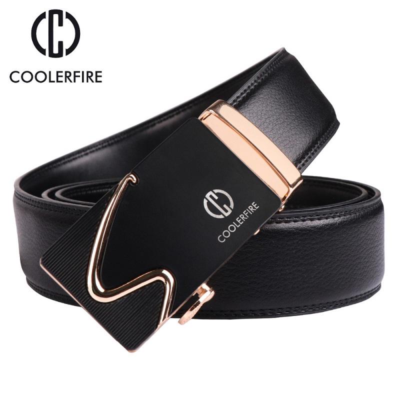 Мужской ремень из натуральной кожи, с автоматической пряжкой