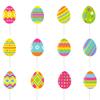 12/24pcs Colorful Easter Eggs Cupcake Toppers Spring Eggs Paper Cake Picks Easter Day Cake Decorations Easter Theme Supplies