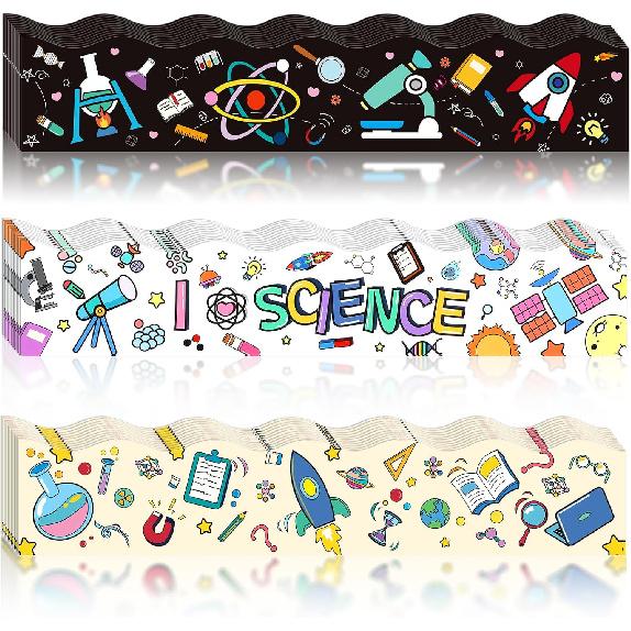 78ft Science Bulletin Board Border, Science Bulletin Board Decorations for Classroom, Science Lab Borders Trim with 3 Patterns for Back to School