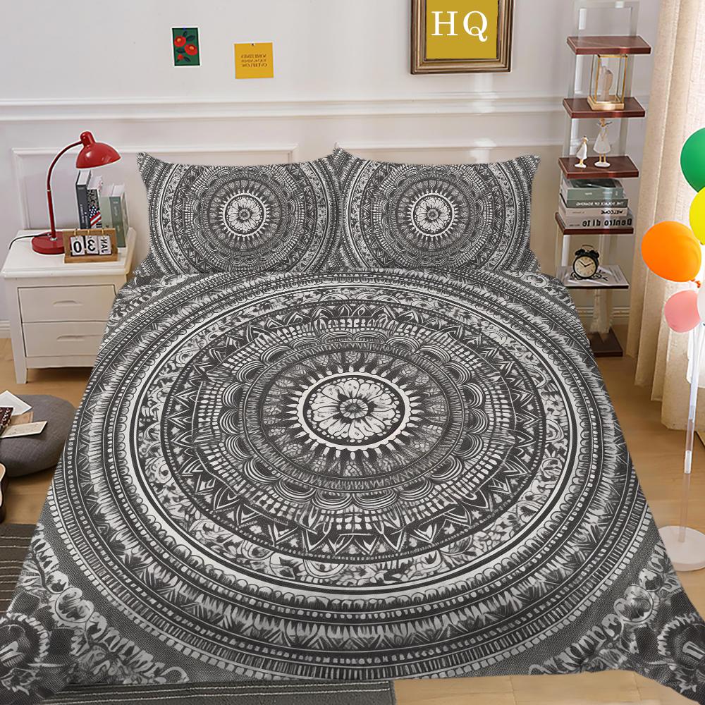 Mandala Printed Bedspreads Twin Size Microfiber Bedding Cover Cool Boy Fashion Duvet Cover Set Bedroom Decor