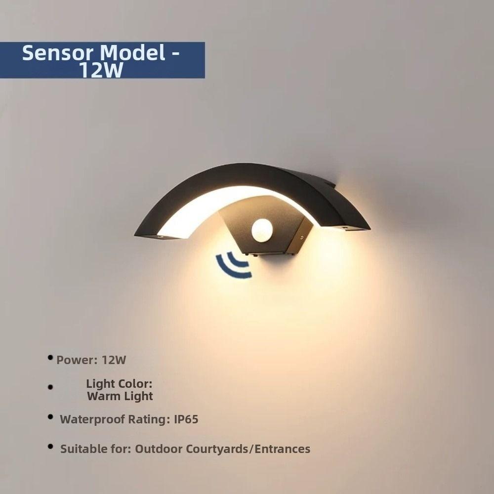 With Motion Sensor Outdoor Curved LED Wall Light Outside Garden Porch