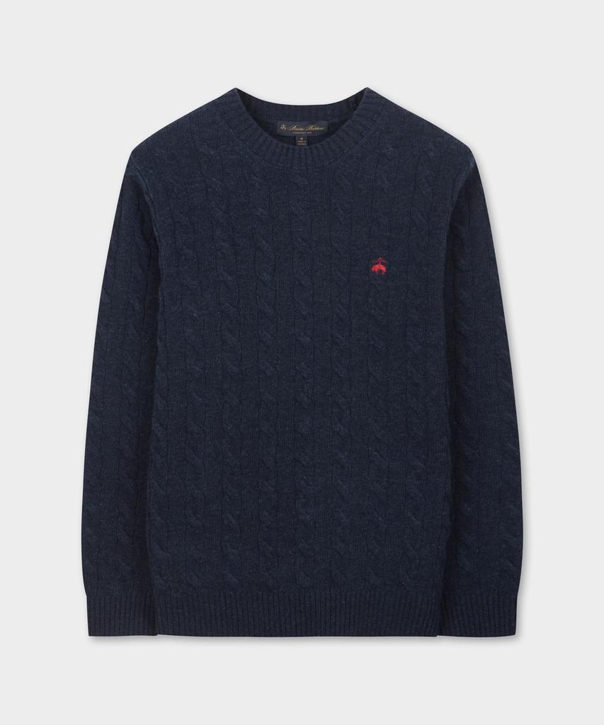 BROOKS BROTHERS Wool Cable Sweater (Navy) (Bbwrmbf401)