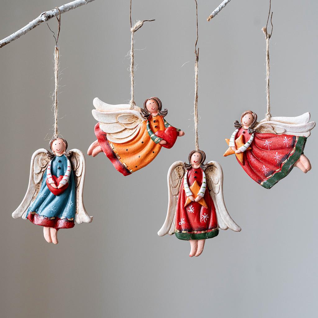 1PC Retro European Style Old Christmas Resin Angel Decoration Pendant Christmas Tree Decoration Pendant Christmas Tree Embellishment