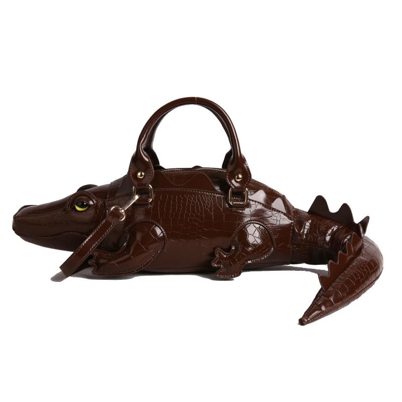 Street Cool Handbag Female PU Crocodile Shape 3D Creative Special-shaped Bag Can Be Crossed On One Shoulder