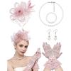 Шляпка-fascinator для женщин Шляпа для чаепития Повязка на голову Цветок Сетка Ленты Перья Зажим Головной убор для чаепития