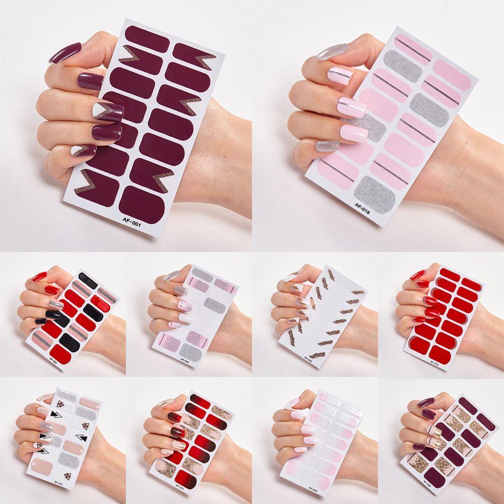 Women Girls Press On Nail Manicure Nail Polish Strips Nail Art Decal Full Nail Wraps Nail Stickers