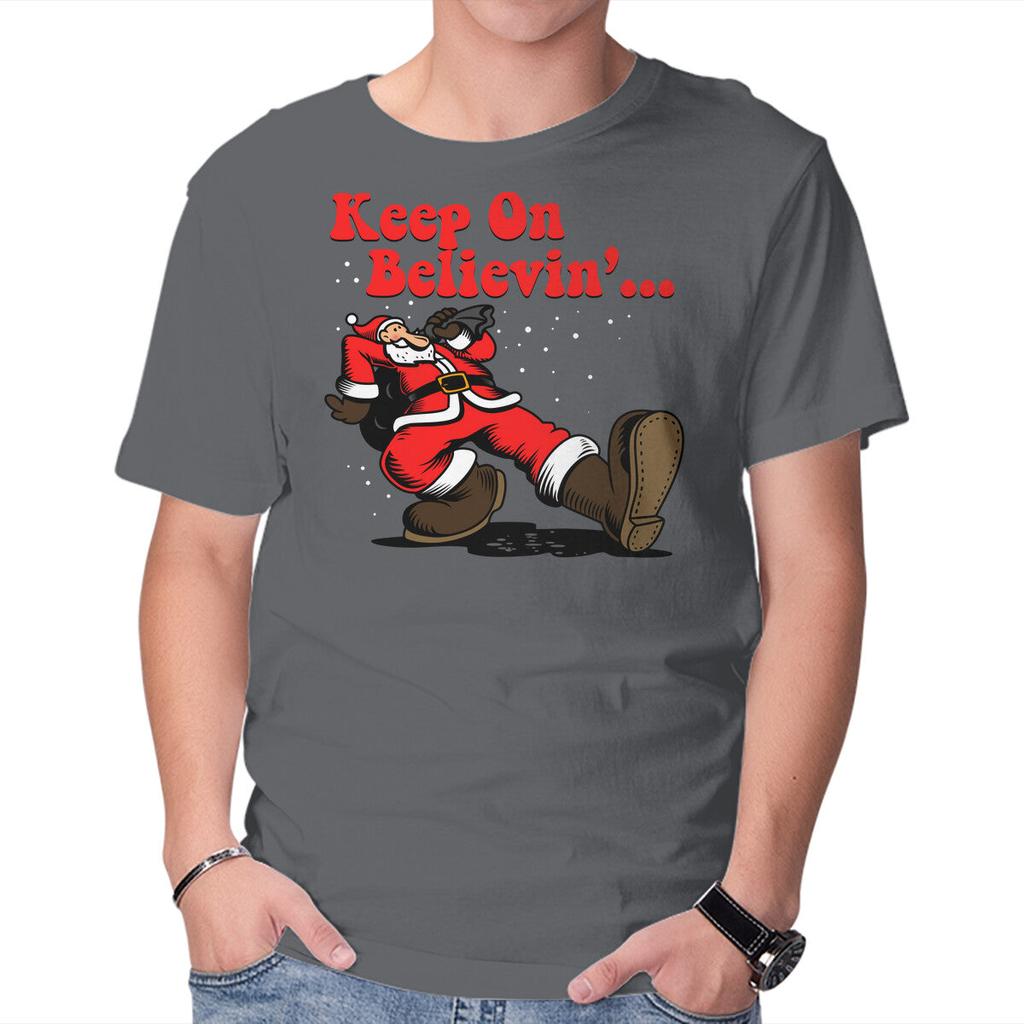 Unisex Crew Neck T-Shirt Keep On Believin Graphic Short Sleeve Casual Tee