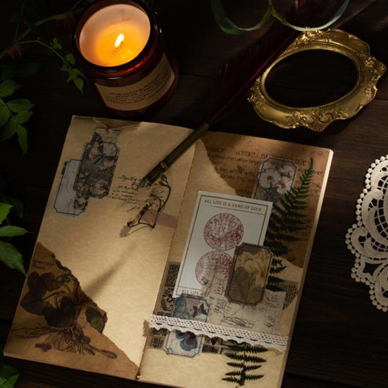 40Pcs DIY Vinyl Art Easy To Paste Great Self-adhesive Vintage Botanical Diary Note Handbook Stationery Stickers Material Sticker