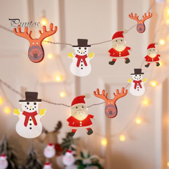 Светодиодный гирляндный светильник на батарейках, простой в установке, всегда включенный, снеговик, Санта-Клаус, гирляндная лампа, украшение для рождественской вечеринки