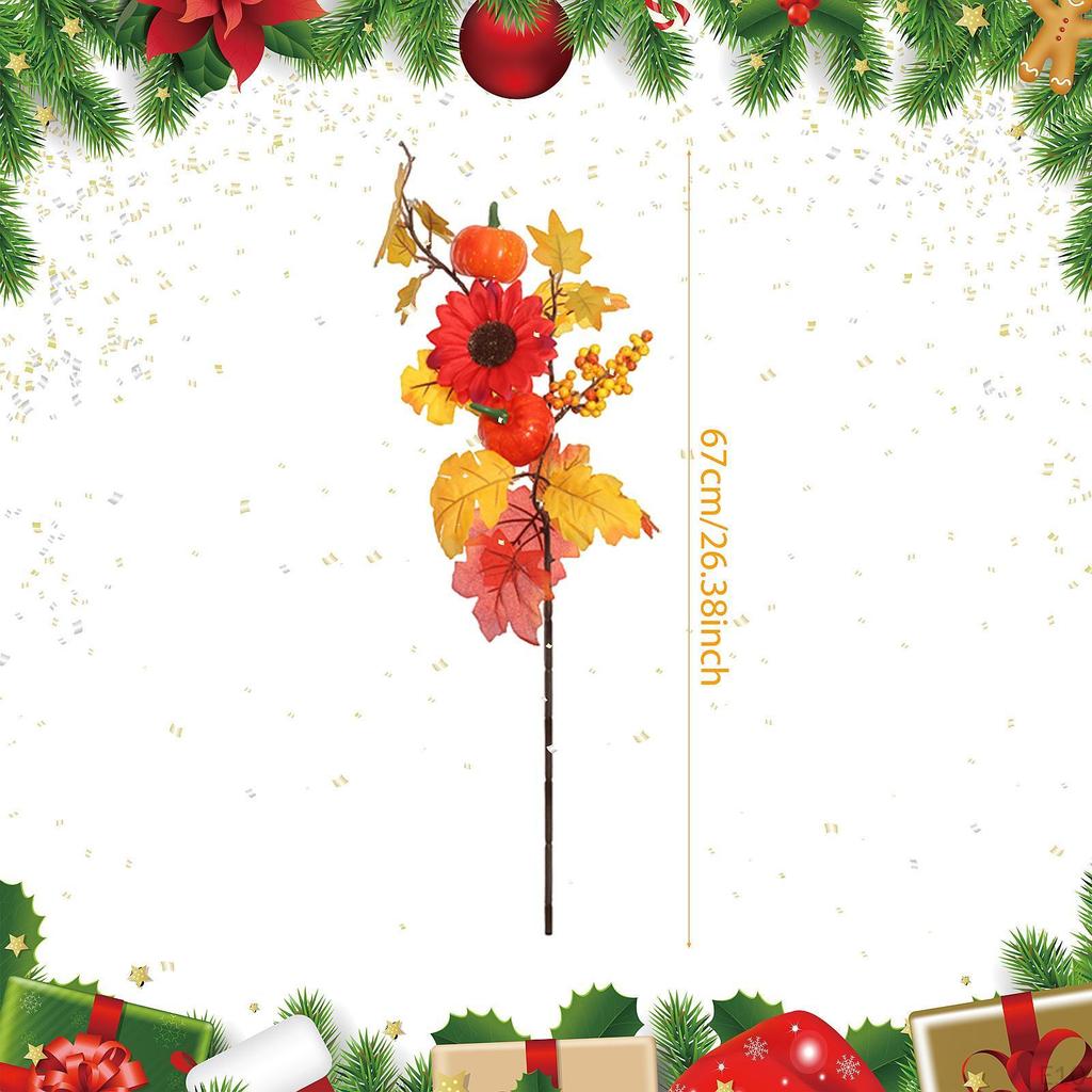 Artificial Maple Leaves Branch Fake Plant Fall Pick for DIY Wreath Floral Arrangement