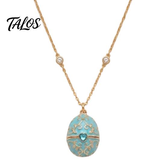 Открывающийся кулон-яйцо Talos на цепочке, Сердце из кубического циркония, Ретро-коробочка, Ювелирный подарок для девушки, жены, мамы