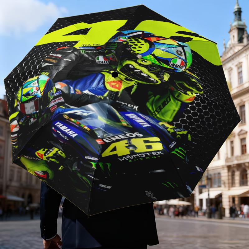 Rider Speeding Through Neon Light Umbrella Folding umbrella, automatic umbrella 8-Frame for Travel, camping Use Gift for Halloween Christmas