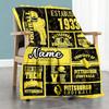 Yellow Rugby Style Customize Your Name Blanket Lightweight Personalized Blanket Soft Warm Cozy Suitable for Bedding Seaside Office Chair Livingroom